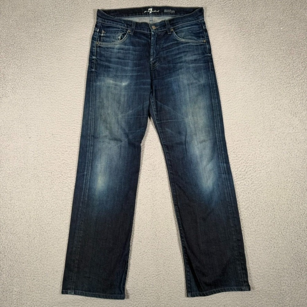 7 For All Mankind Jeans Mens 31x30 Blue Austyn Relaxed Straight Denim Preppy